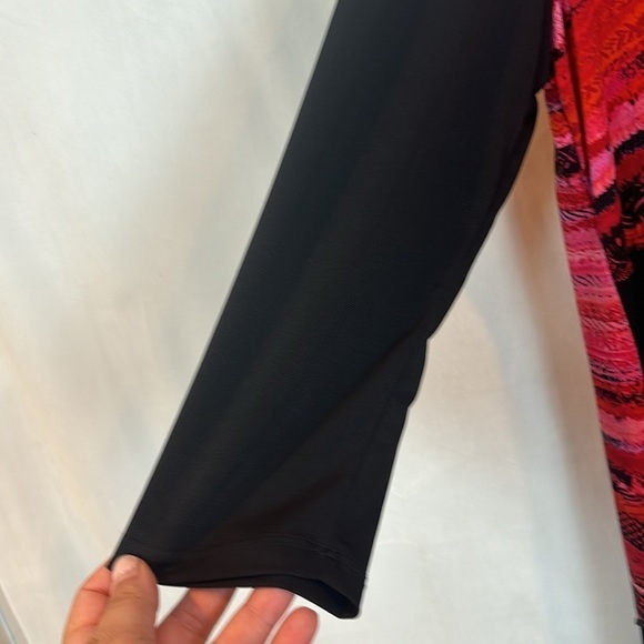 Kate & Mallory Women's oversized red black patchwork tunic artsy blouse size L - Picture 5 of 11